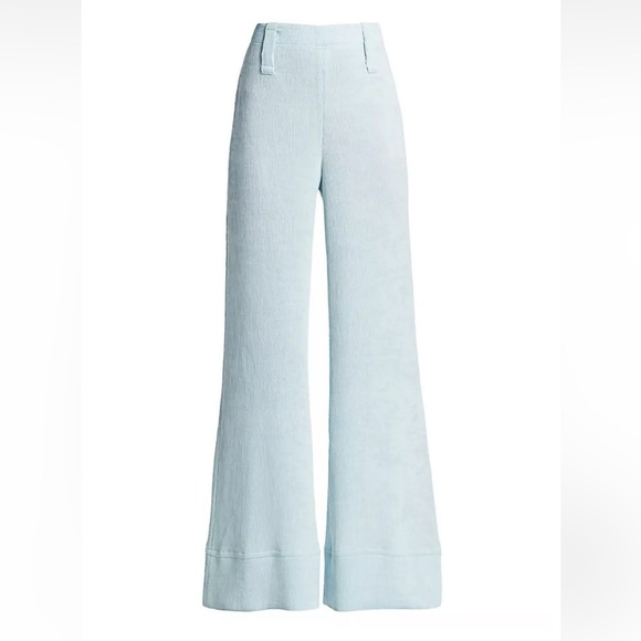STAUD Bernard Textured Light Blue High Rise Wide Flare Leg Pants 6, S/M Waist 28 - Picture 1 of 13